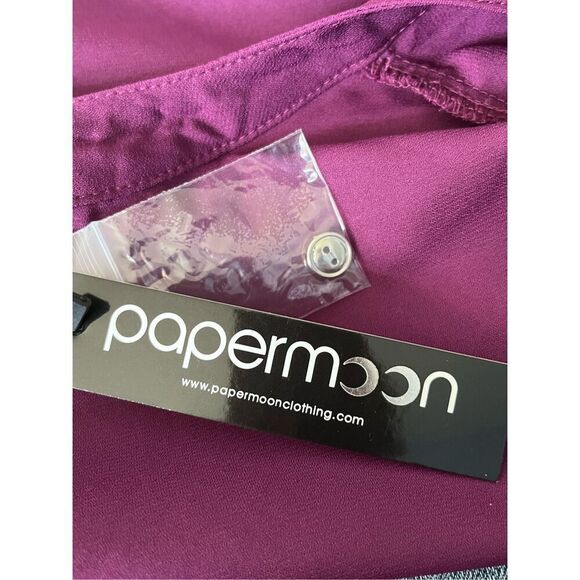 Papermoon Women's Size Medium Purple Button Down Tunic Dress Knee Length NWT - Picture 6 of 9